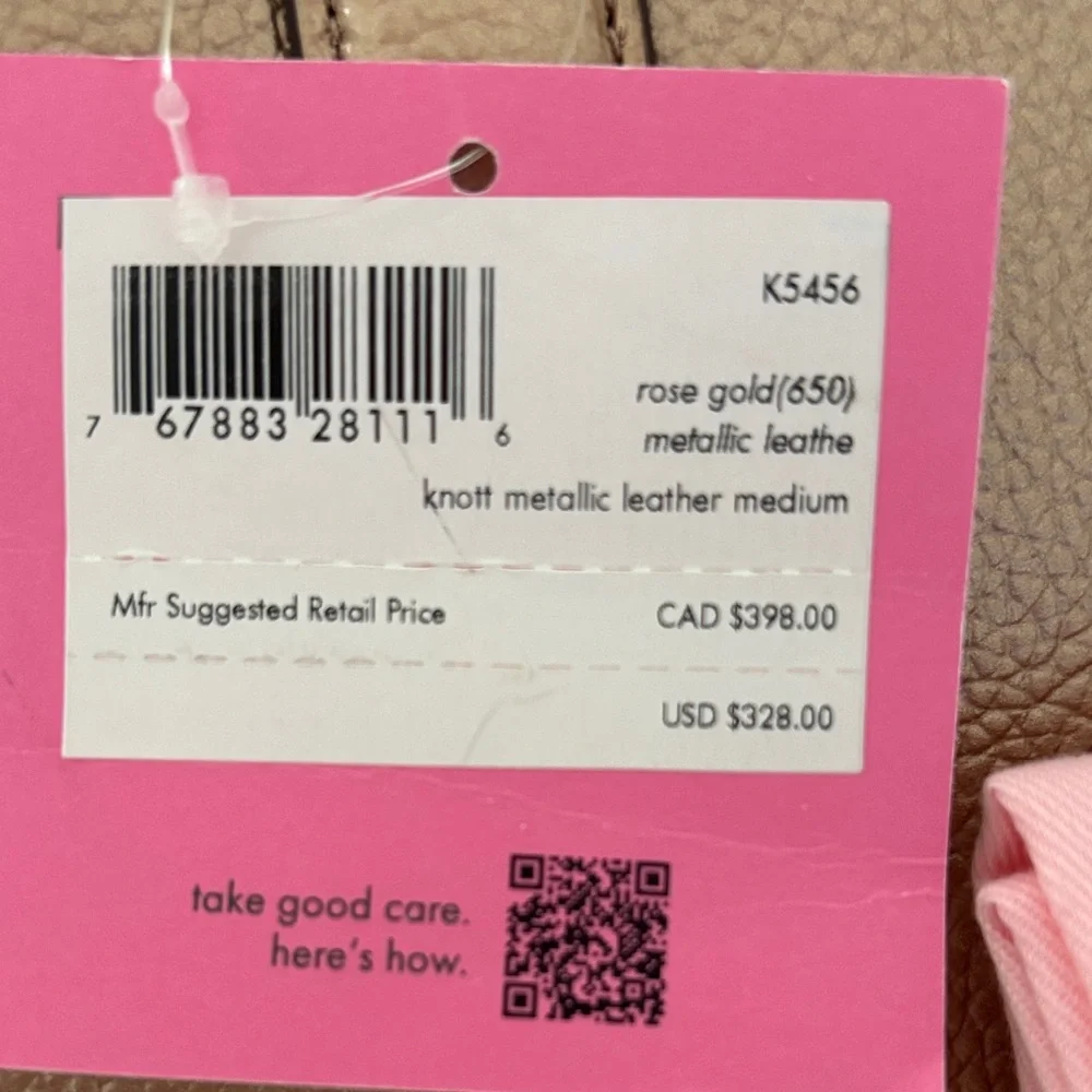 kate spade Rose Gold metallic Knot Medium Leather Satchel - Picture 2 of 13